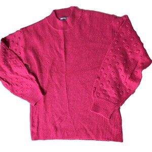 NWT CeCe Hot Pink Long Sleeve Knit Mock Neck Sweater Size S MSRP $89!